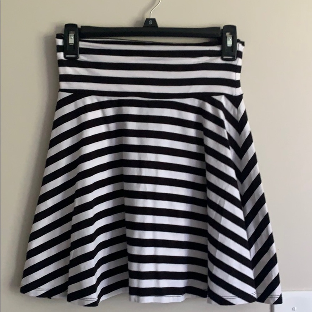 Black and white striped skirt.